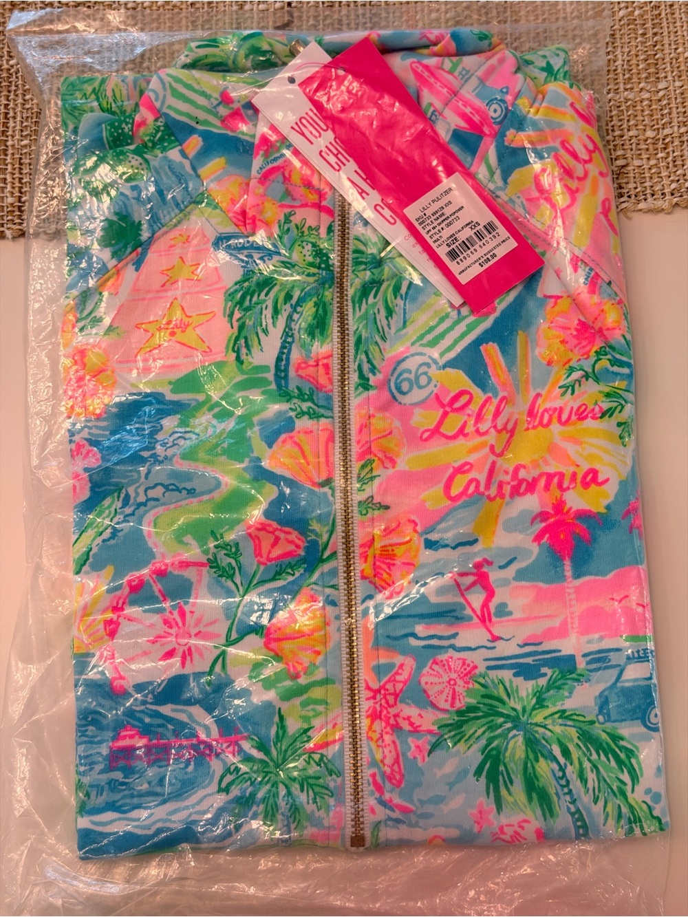 Lilly Pulitzer California Zip Front Hoodie - Tropical Print - Picture 2 of 3
